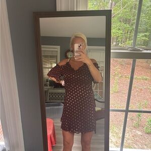Topshop Brown Polka Dot Mini Dress